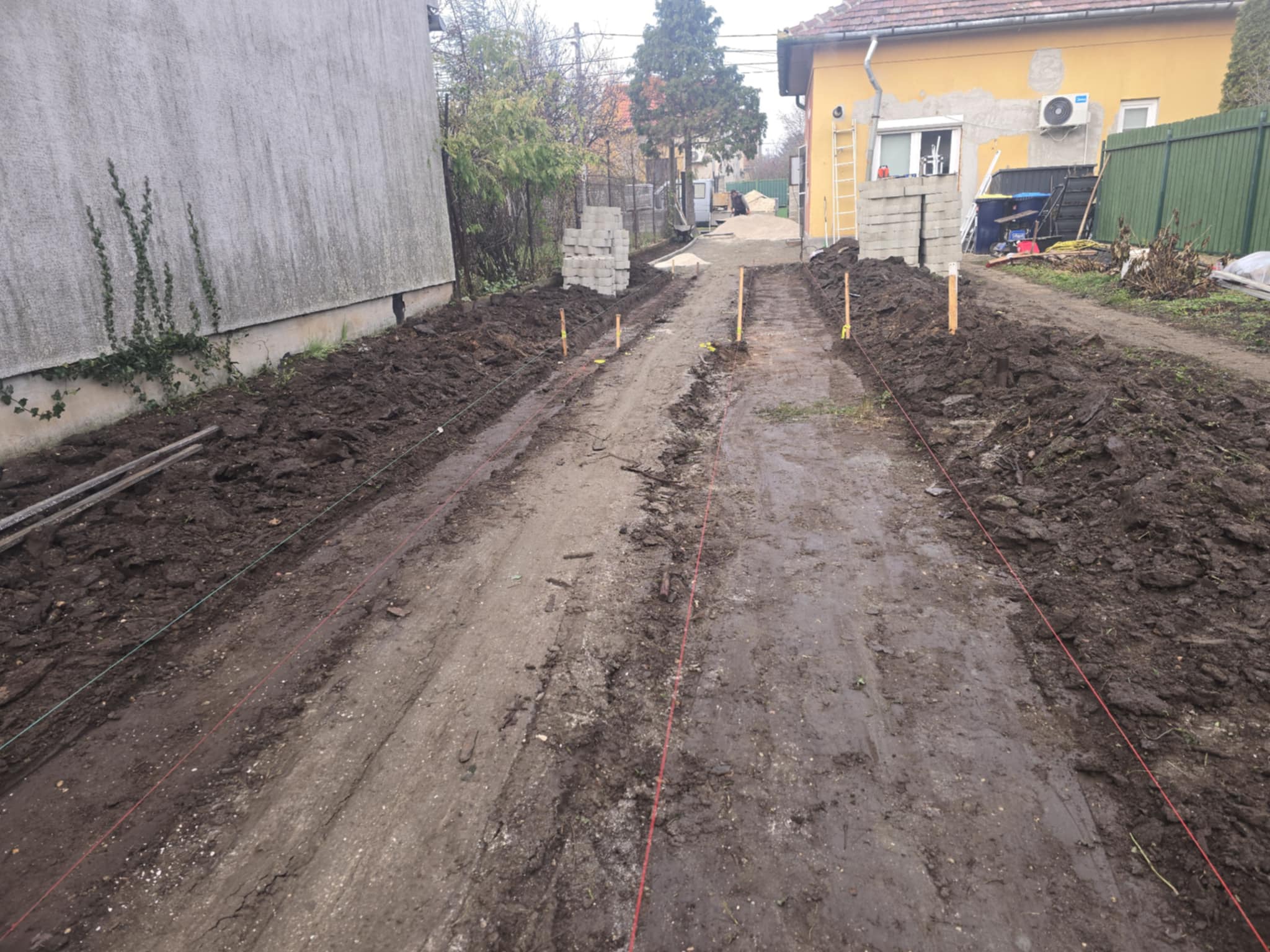 Térkövezés földmunka és kitűzés